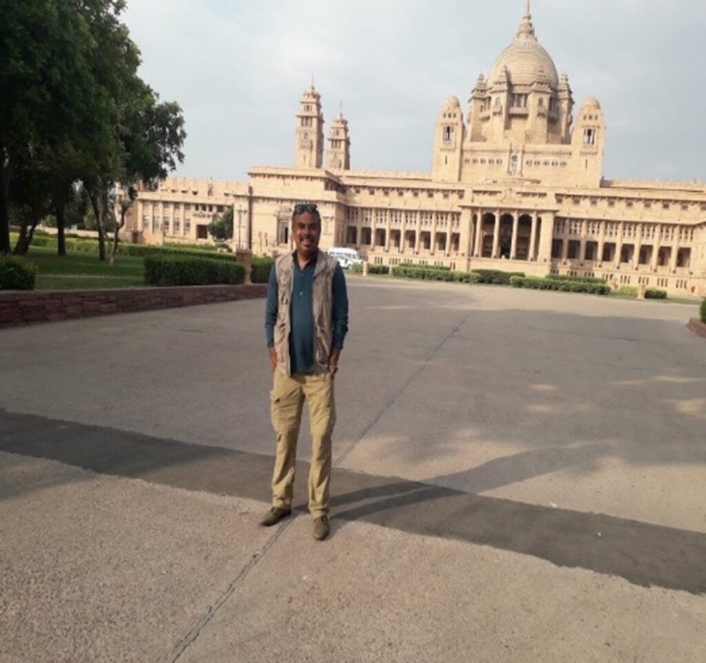 Ramesh Nambiar at Umaid Bhawan Palace Jodhpur Rajasthan private tour guide India heritage location