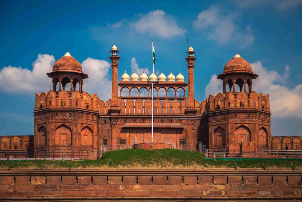 Red Fort Delhi historical monument during heritage tour